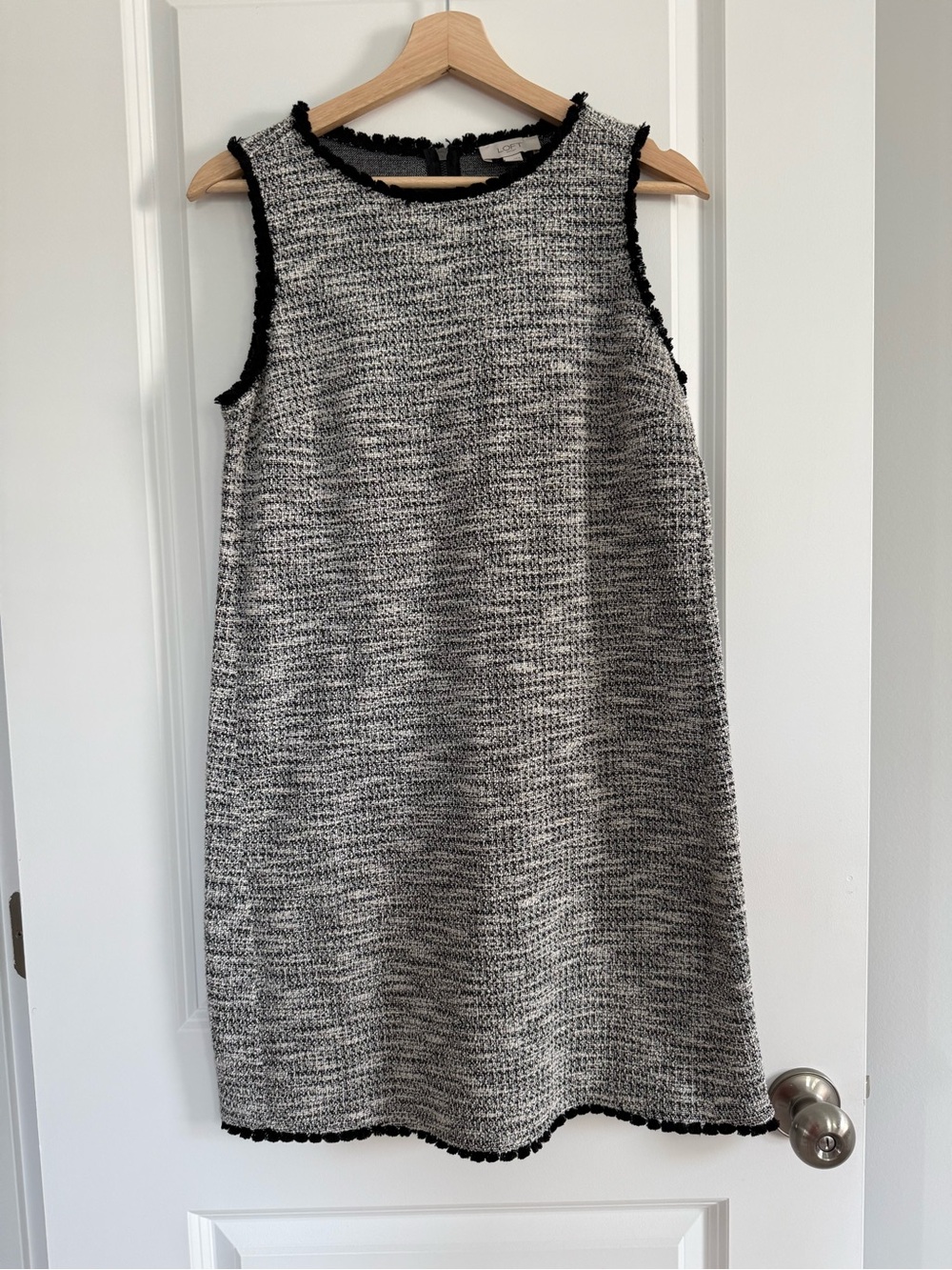 LOFT Sleeveless Black & White Tweed Shift Dress